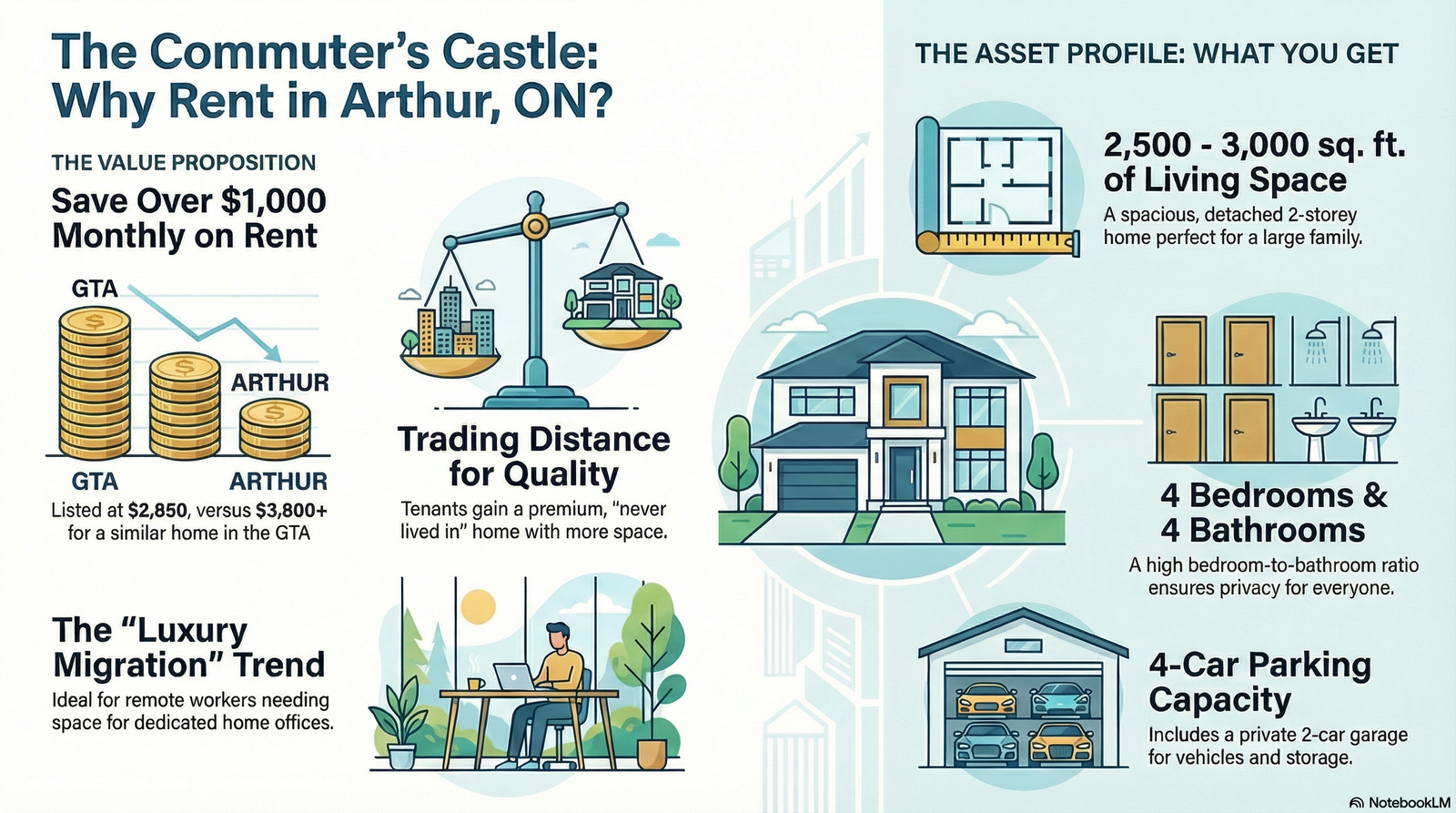 Arthur Ontario rental market illustration showing price comparisons and local housing trends.
