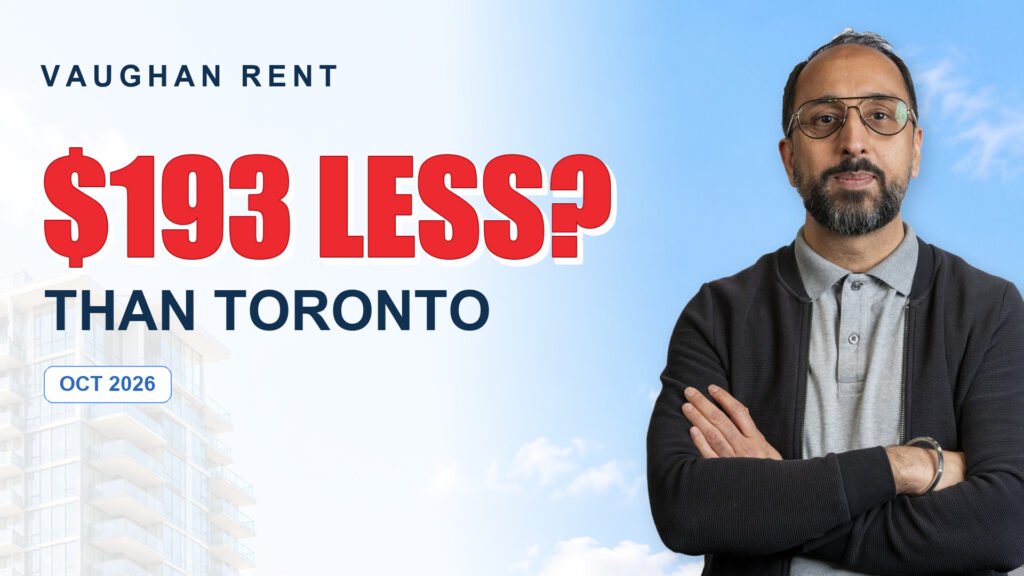 Vaughan rental market update: broker Raj Bajwa beside a graphic reading $193 less than Toronto, September 2026 data.